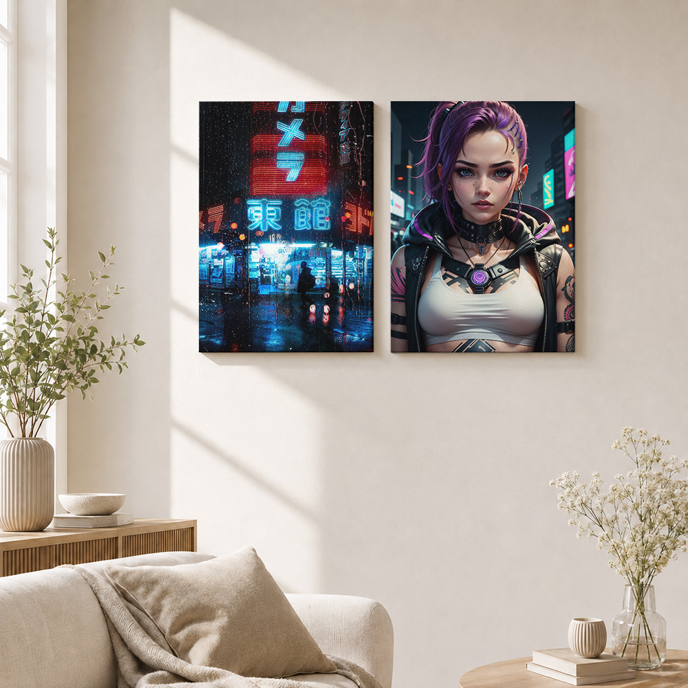 لوحة قماشية بأسلوب سايبربانك،  - مراجعة Office Technologies وسعره